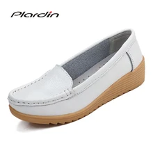 Plardin/Новые балетки из коровьей кожи светильник при шитье обуви на заказ, Для женщин натуральная женская кожаная обувь на плоской эластичной амортизирующей подошве, мягкие, в горошек, лоферы Туфли без каблуков
