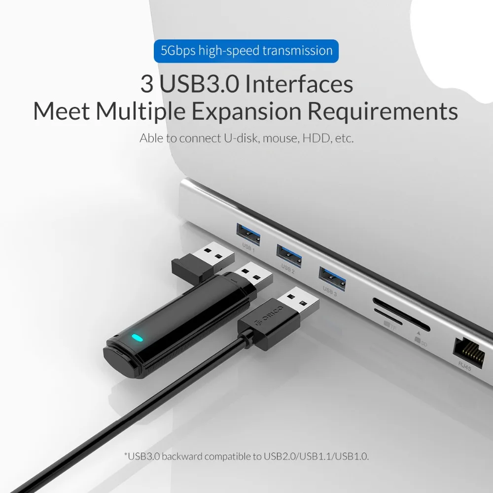 Док-станция ORICO USB C 10 в 1 type C к Мульти USB 3,0 HDMI адаптер для Macbook Pro USB-C 3,1 сплиттер с PD зарядкой