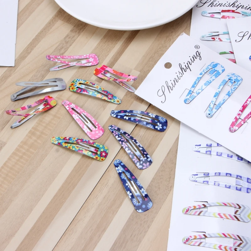 

Drop ShiP 10Pcs/Pack Print Hair Clips Barrettes Kids Girls Hairpins Colorful Hairgrips