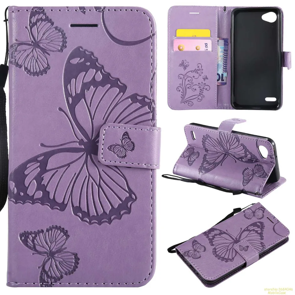 Роскошный флип кожаный чехол для LG q6 3D тиснение большая бабочка coque wallet etui fundas kryt
