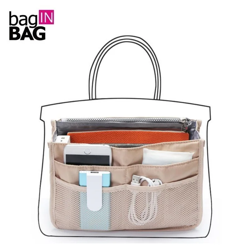 Buy Bag in bag Zipper Nylon Travel Organizer Bags Large Storage Liner Cosmetic