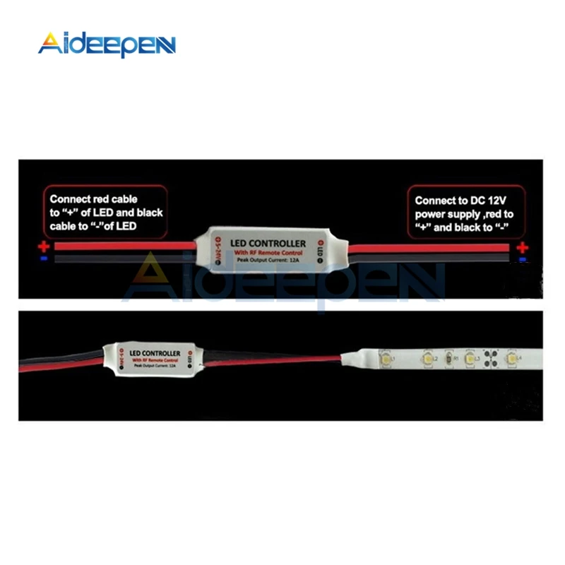 1 комплект 12 в RF мини беспроводной контроллер переключатель светодиодный диммер с пультом дистанционного управления мини встроенный СВЕТОДИОДНЫЙ светильник контроллер/диммер постоянного тока 5 В до 24 В