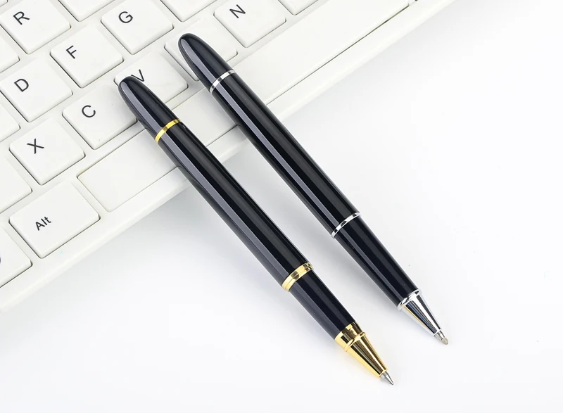 Элитный бренд металлический шариковая ручка 0,5 мм Средний пополнения цвета: золотистый, Серебристый Зажим для написания имени шариковая ручка, канцелярские принадлежности для офиса