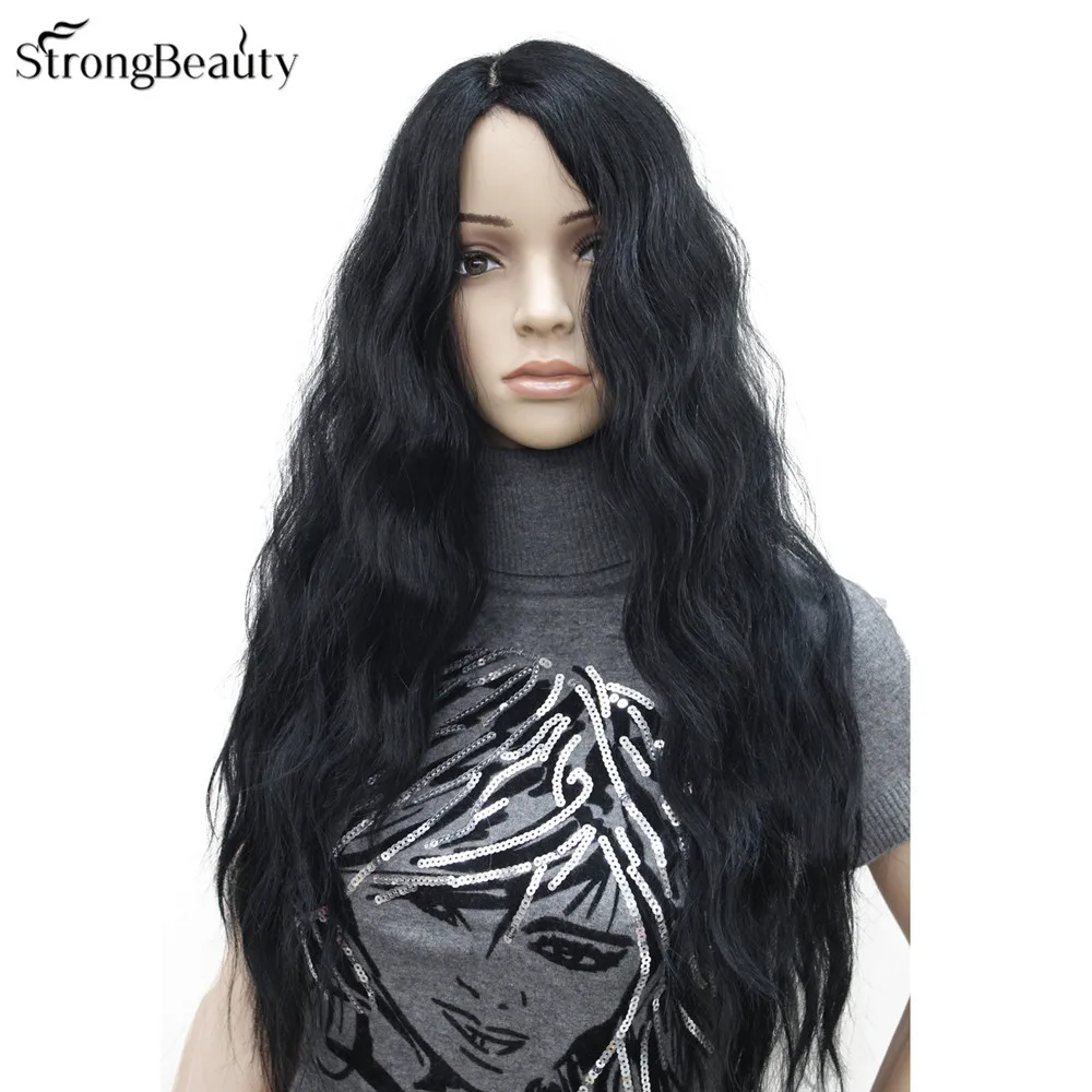 Wanita Fashion Panjang Keriting Wig Rambut Gelombang Benda Hitam