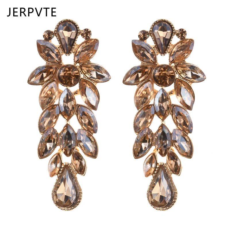 

Boho Champagne Crystal Starburst Big Drop Earrings Women Ethnic Jewelry Luxury Glass Large Long Dangle Earrings Femme Pendant