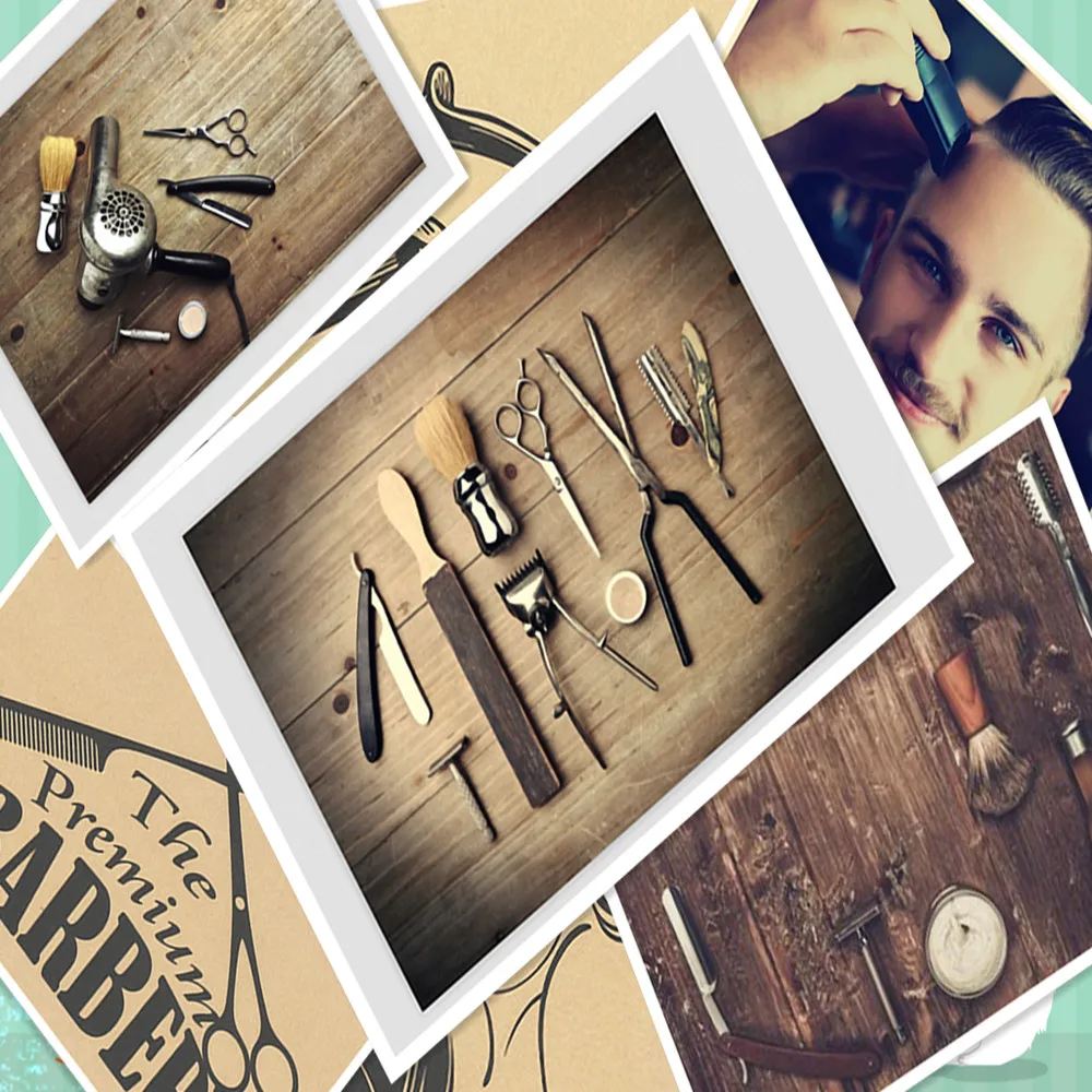 

Vintage Hairdresser Tattoos Patterned kraft Paper Poster Barber Shop Decor Barber Tools Shave Hair Salon Wall Stickers 30X42 CM