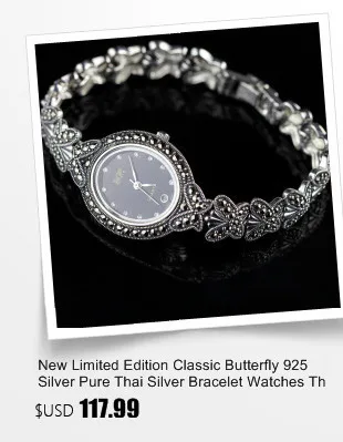 Ограниченная серия, Классические Элегантные S925 серебро, чистый тайский серебряный браслет, часы, Таиланд, процесс, стразы, браслет, Dresswatch