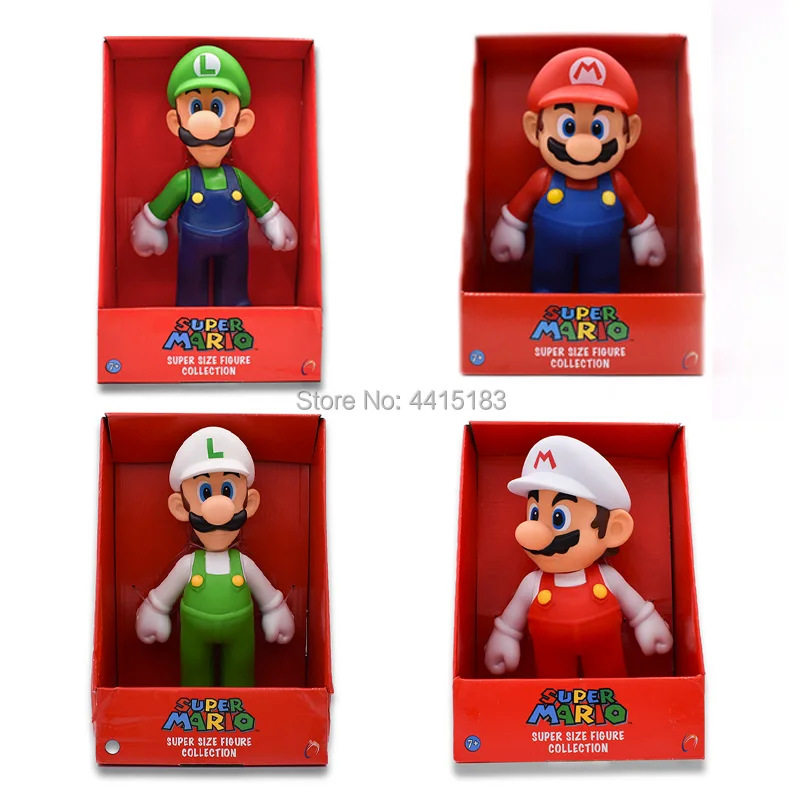 7 видов стилей Аниме Figura Super Mario Bros Марио Луиджи Йоши Жаба Принцесса Персик ПВХ фигурка куклы Коллекционная модель игрушки для малышей
