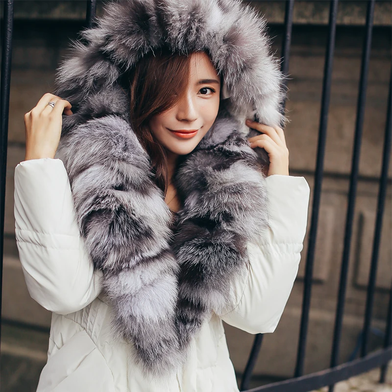 

with the Vatican 2016 new winter coat real fur collar 90% white duck down in the long slim down jacket dress thickening