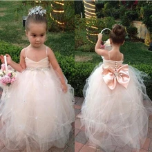 Бальное платье, платья с цветочным узором для девочек, с бантом, на бретельках, вечерние бальные платья на свадьбу, платье для маленьких девочек, детское платье