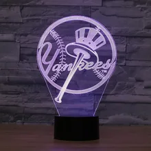 New Fashion Yankees Acrylic 3D Light USB Led Table Night Lamp With Touch Sensor Colorful Lampara Bedside Home Decor Lighting