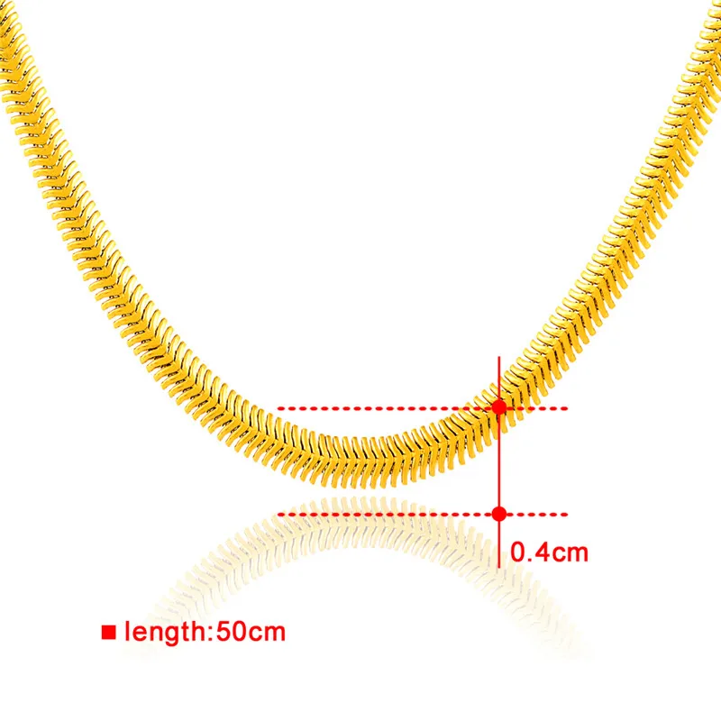 Горячая мужские ожерелья-цепочки 24k золотого цвета 4 мм 50 см ожерелья с цепочкой змея для мужских ювелирных изделий