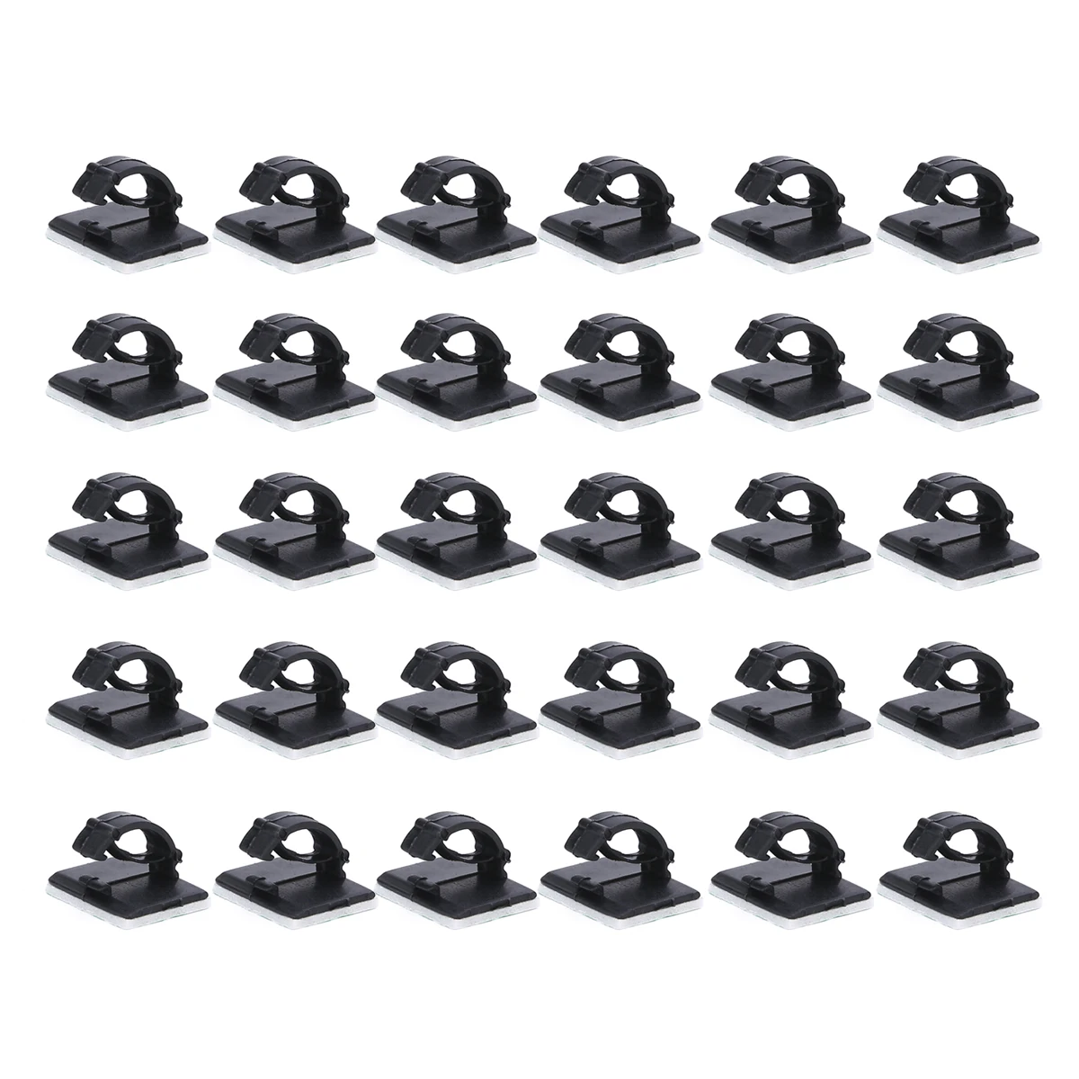 30pcs/bag Network Wire Clip Self-adhesive Car Cable Holder Rectangle Plastic Mount Tie Clamp For Home And Office Use