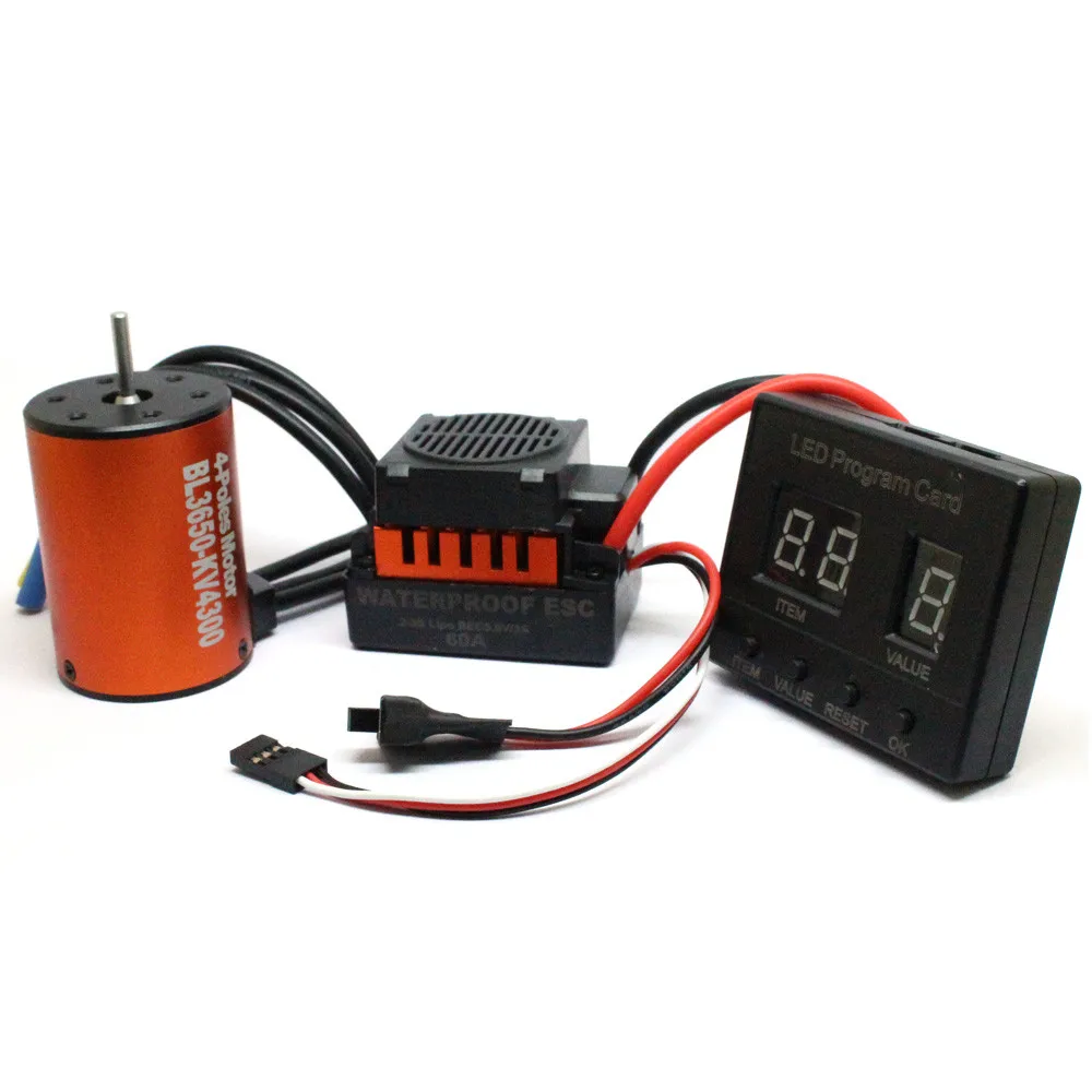 

Model parts waterproof BL3650 4300KV brushless motor + 60A ESC + LED program card combination for 1/10 RC Car Truck L0614
