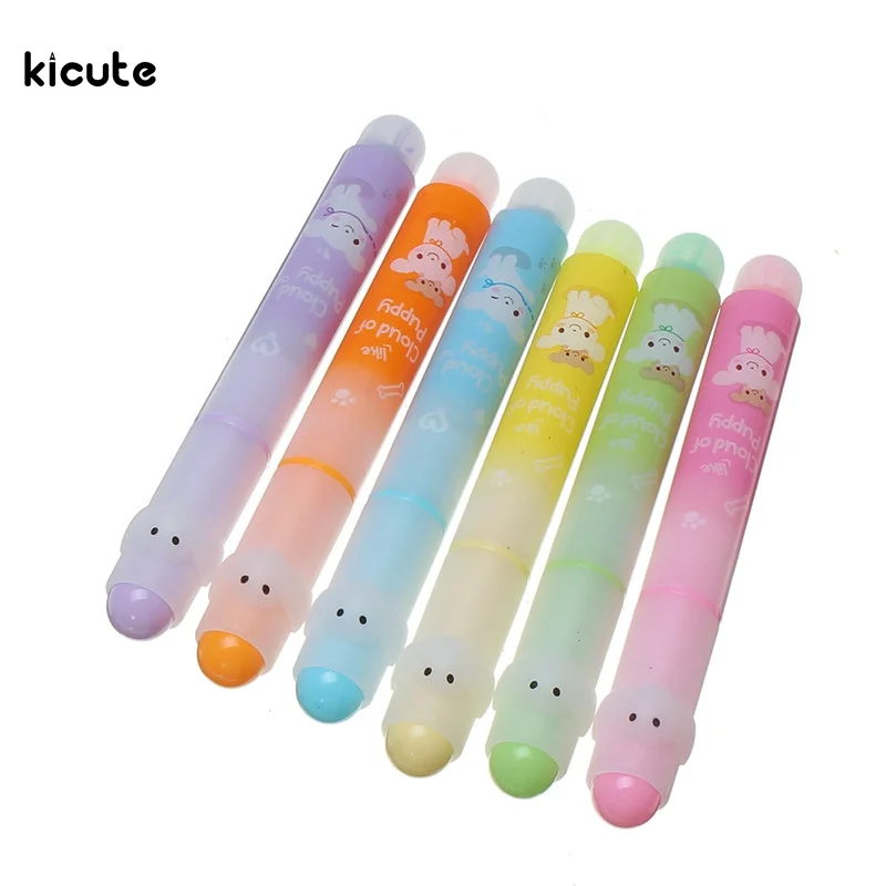 6Pcs Cute Mini Candy Color Marker Pockets Oblique Highlighters Markers Fluorescent Pen