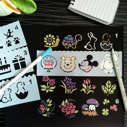 

20 Pieces Painting Stencils For DIY Scrapbooking Photo Album Plastic Stencil For Drawing