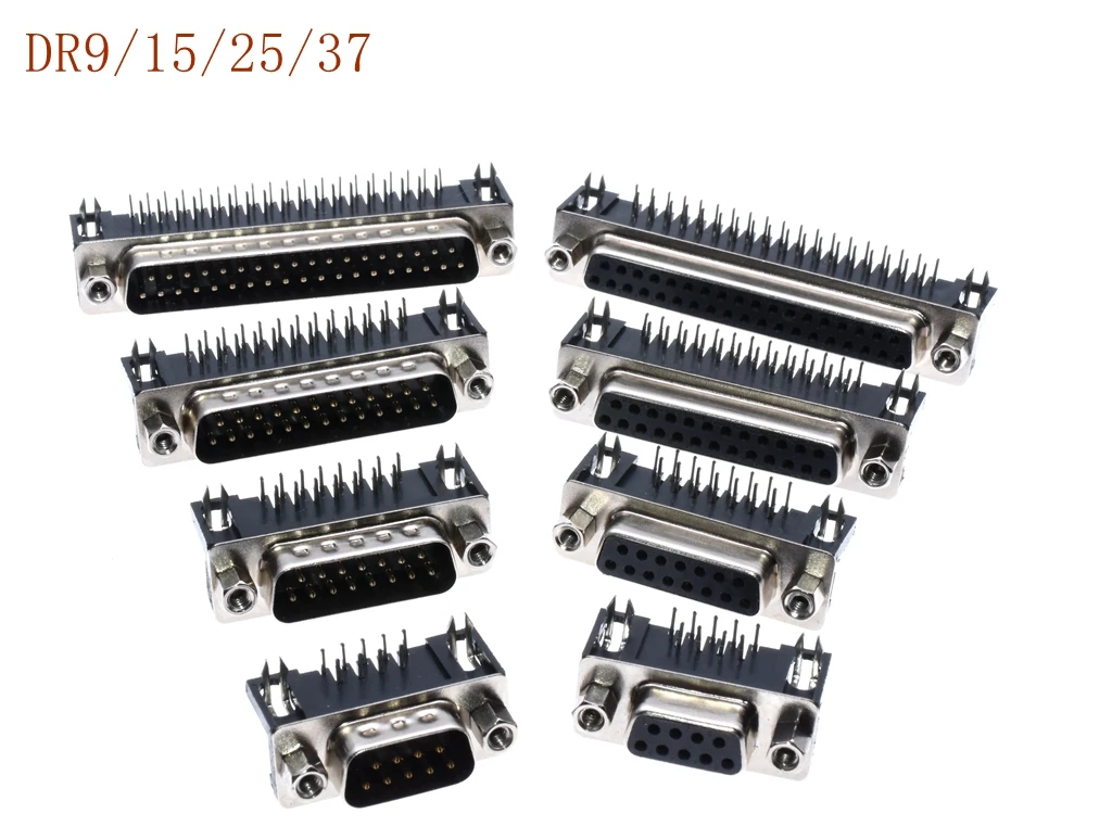 5 шт. DR9 DR15 DR25 DR37 отверстие/штырь гнездо/штырь Черный Гибкий штырь 90DEG разъем VGA