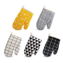 Термостойкий выпечки варежка для духовки, защитные перчатки прихватки и хлопчатобумажной ткани Прихватки домашние кухонные принадлежности для выпечки