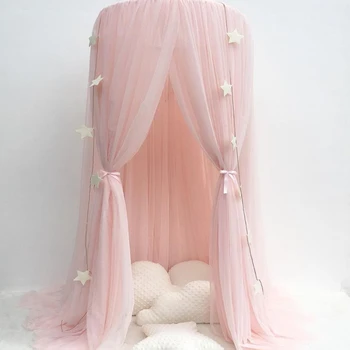 

Dream Baby Crib Netting Mosquito Net Hanging Round Tent Baby Kids Lace Corner Canopy Bed Mosquito Net Child Girls Room Decor
