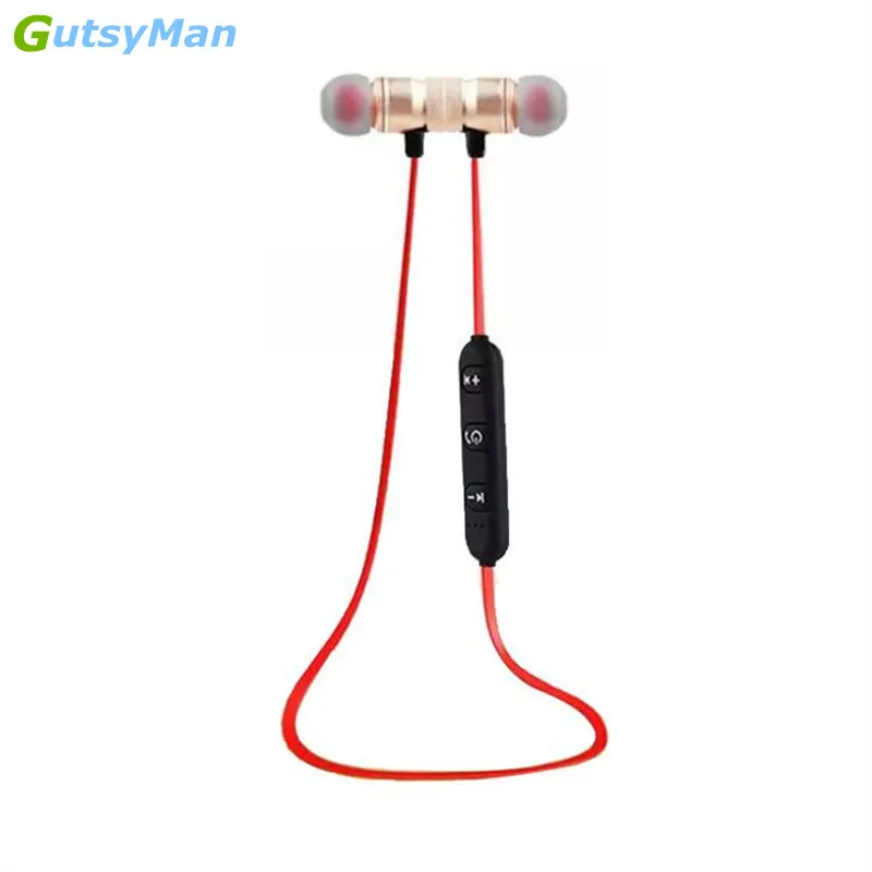 

GutsyMan Bluetooth Wireless Headphones Sports Stereo Magnet Earbuds With MIC Earphones Headsets For iPhone Android smart phones