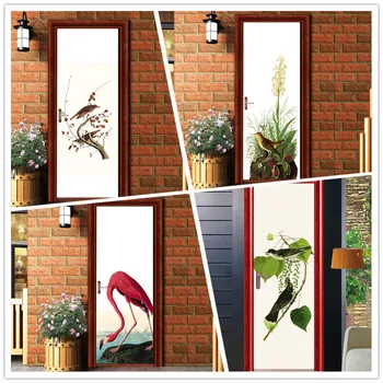 

2pcs 77*200cm Animal F with Glue Self Adhesive Wallpaper PVC 3D Wall Sticker Brick Waterproof Wall Paper For Door Sticker