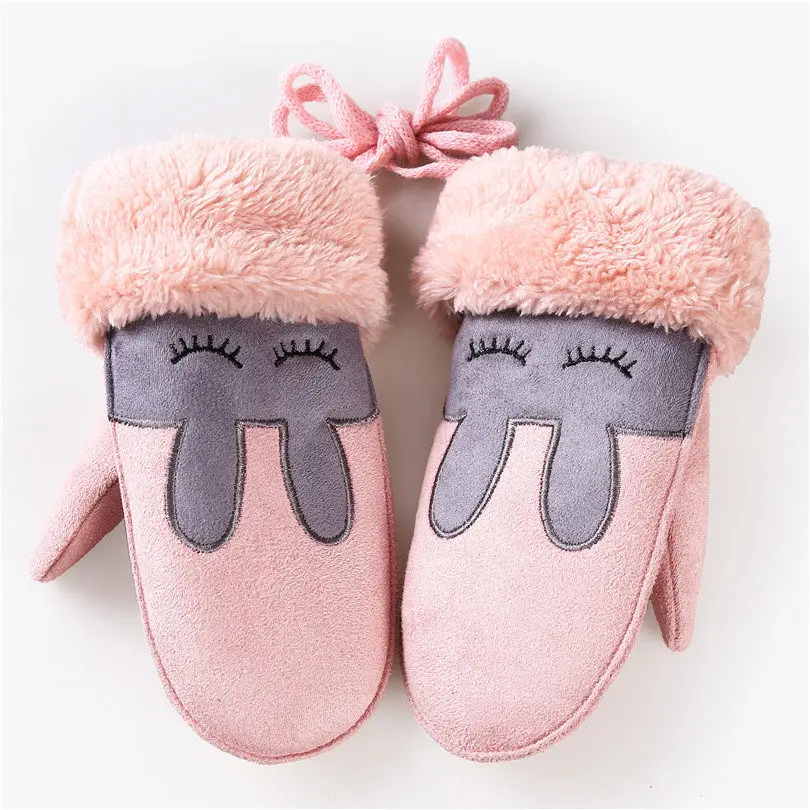 ChenKe/новые милые детские перчатки с оленем детские зимние перчатки теплые удобные митенки без пальцев для девочек и мальчиков рождественские подарки - Цвет: D-pink