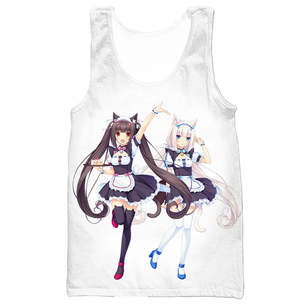 Аниме Nekopara Chocola ваниль унисекс майка мужская мода крутая летняя майка Топ для работы мужские женские Топы Холтер майка