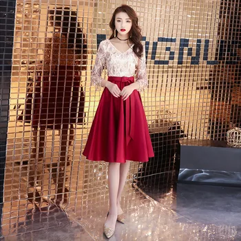 

Spring Burgundy Sequin Oriental Style Dresses Chinese Bride Vintage Traditional Wedding Cheongsam Dress Qipao Plus Size XS-3XL