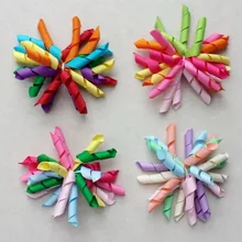 50 шт. девушки 3 дюйма Радуга curl вихрь, Цветы Луки зажим для волос korker лента для волос bobbles эластичные веревка PD007