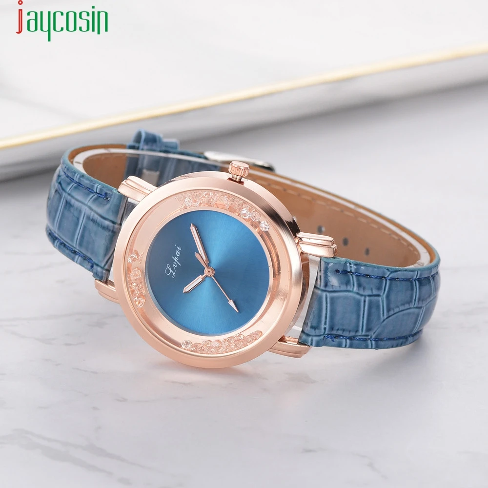 Lvpai, синие кварцевые наручные часы для женщин, модные и повседневные круглые часы, pu кожаный ремешок, женские простые часы, Прямая поставка, SE0805