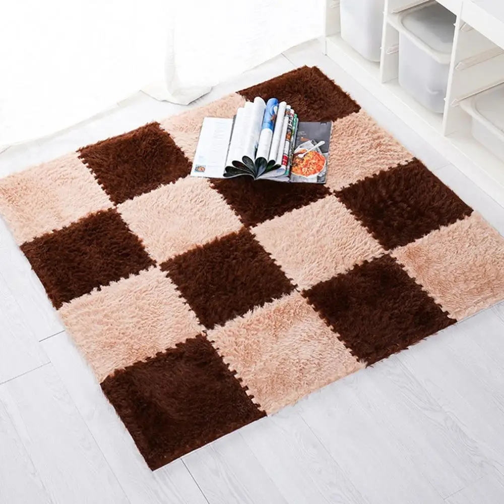 

1PCS 30CM EVA Foam DIY Puzzle Mat Long Hair Villi Shaggy Carpet Mat Plush Soft Area Rug Children Baby Play Mats