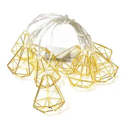 Романтические вечерние свадебные украшения 10 гирлянда со светодиодными лампочками светло-золотой металлический шестигранный шнур для