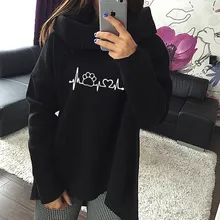 2018 Kaki Anjing Kartun Cetak Hoodies Kaus Harajuku Musim Dingin Anime Hoodies Syal Kerah Lengan Panjang Busana Musim Gugur Pullover