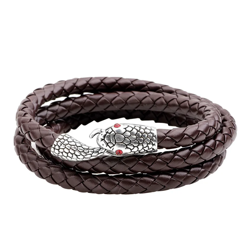 Браслет Infinity Snake из натуральной кожи многослойный браслет с пряжкой и ручной