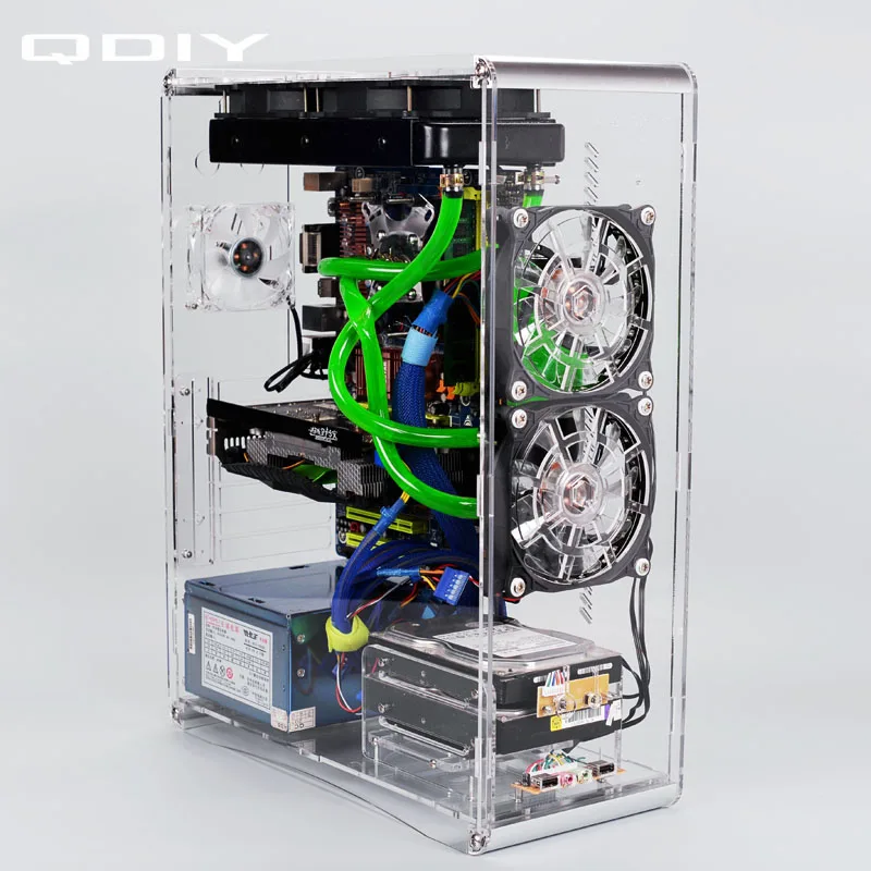 Прозрачный чехол для компьютера QDIY ПК с водяным охлаждением акриловый игрового