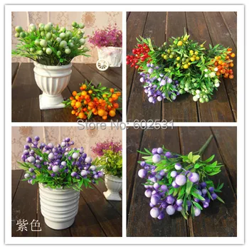 

SPR Five fruit fork pearl red beans Bride holding flower Wedding artificial flowers Bouquet silk flower table flower