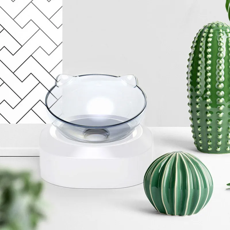 

15 Degree Tilted Design Feeder With Anti-slip Pet Dogs Cats Dish Bowl Stand Plastic Pet Neck Protection Dish Bowl For Cats Dogs