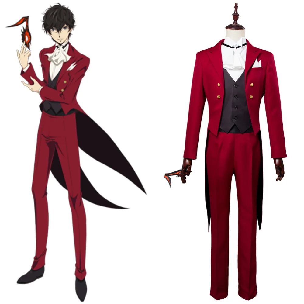Persona 5 P5 Joker Ren Amamiya маскарадный костюм для вечеринки Akira Kurusu красный Tuxe