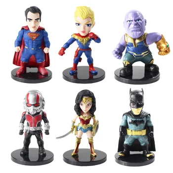 

6pcs/lot Super Hero Ant Man Wonder Woman Superman Thanos Batman Captain America Figure Toys PVC Model Collection Dolls