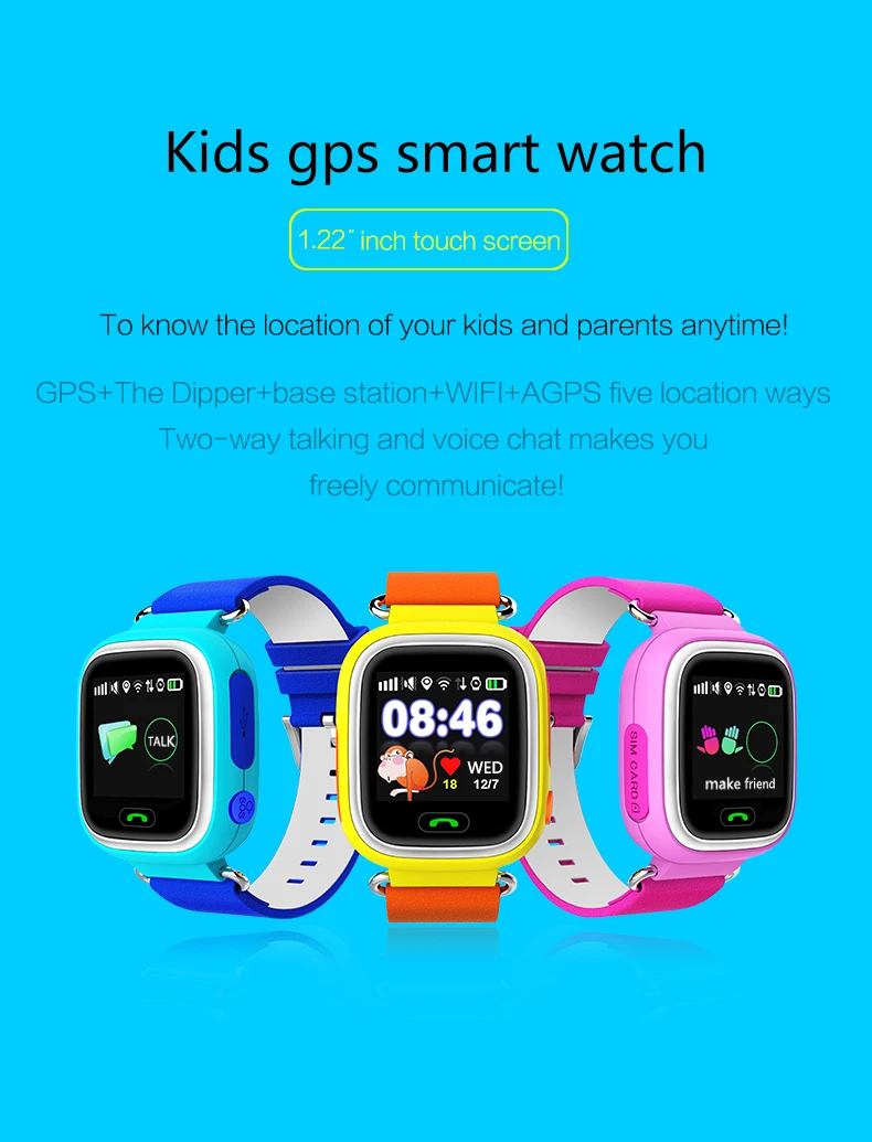 

1.22 touch screen wifi location kids gps watch with free shipping
