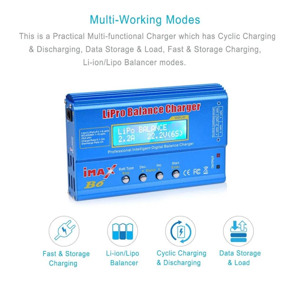 Chargeur de batterie HTRC iMAX B6 80W Lipo NiMh Li-ion ni-cd numérique RC IMAX B6 Lipro chargeur d'équilibre déchargeur + adaptateur 15V 6A
