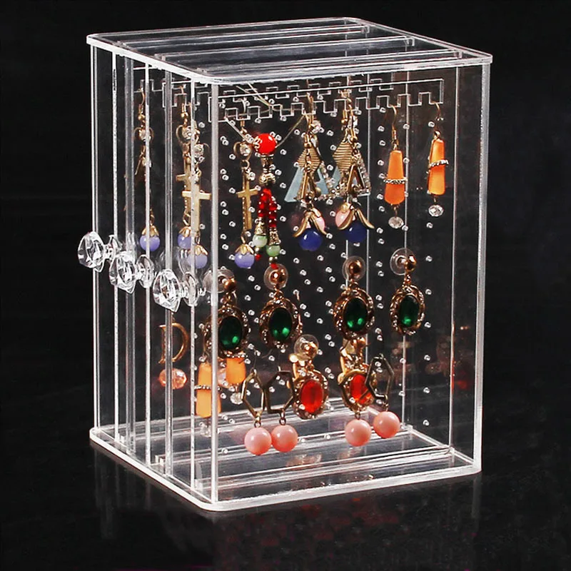 

Large Capacity Clear/ Black Plastic Jewelry Display Shelf 3 Tiers Earring Rack Box Case Holder Earring Organizer Dustproof