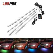 LEEPEE 4x8 Авто Светодиодная лента неоновый светодиодный автомобильный нижний свет подсвечивающий корпус музыка активная звуковая система неоновый свет автомобильный комплект
