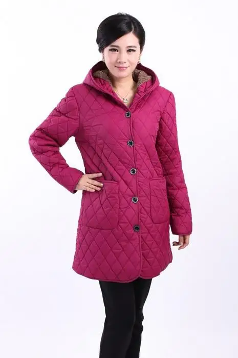 Пальто большого размера, XL-6XL, обхват груди 130 см, Женская хлопковая стеганая куртка, зимняя куртка средней длины из хлопка размера плюс, женские куртки, пальто - Цвет: Лаванда