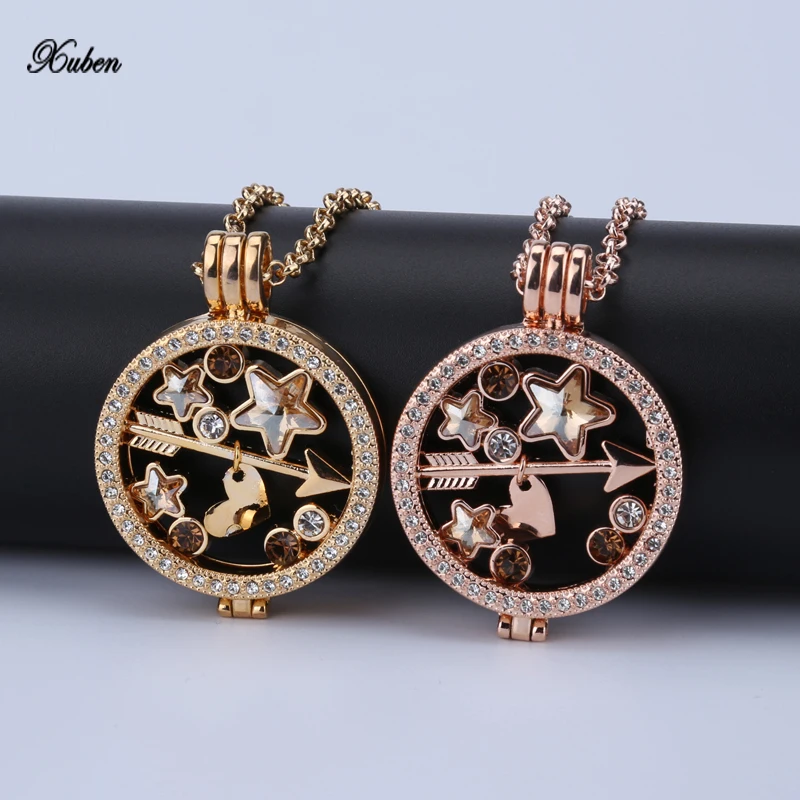 

New 35mm coin necklace pendants mix disc fit 33mm coins holder woman fashion jewelry design 80cm europe style chain rose gold
