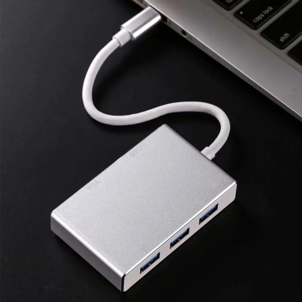 

USB HUB with HDMI, VGA, USB3.0*3 5 Ports Mini USB 3.0 HUB 4 Port Power Supply with Micro USB Interface for MacBook