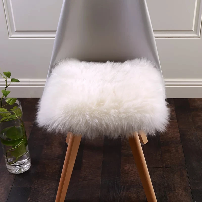 

Selected New Zealand long hair genuine sheepskin rug 40*40cm sheep fur chair pad sofa mat for home decor skin seat cushion