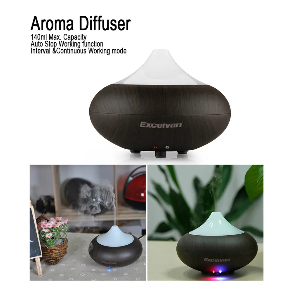 Excelvan Aroma Diffuser Ultrasonic Humidifier Air Mist Aromatherapy Purifier Dark Woodgrain GX-02K UK Plug- Best Selling 0