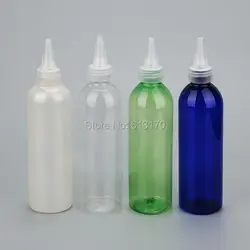 Бесплатная доставка 200 мл ясно пластиковая бутылка с иглы нос Кепки, синий пустой Пластик жидкости контейнер для косметической упаковки