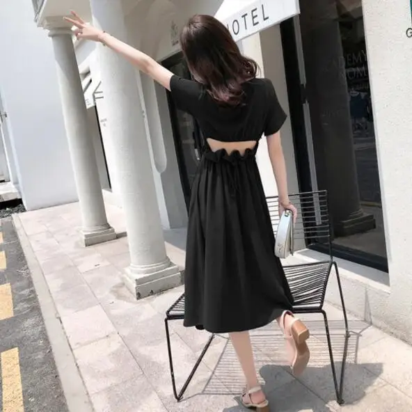 

High quality 2019 summer women lacing long dress Short Sleeved Display waist lace up bodycorn dress DV474
